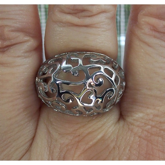 STAINLESS STEEL Open Work Design Dome Ring - Picture 11 of 14